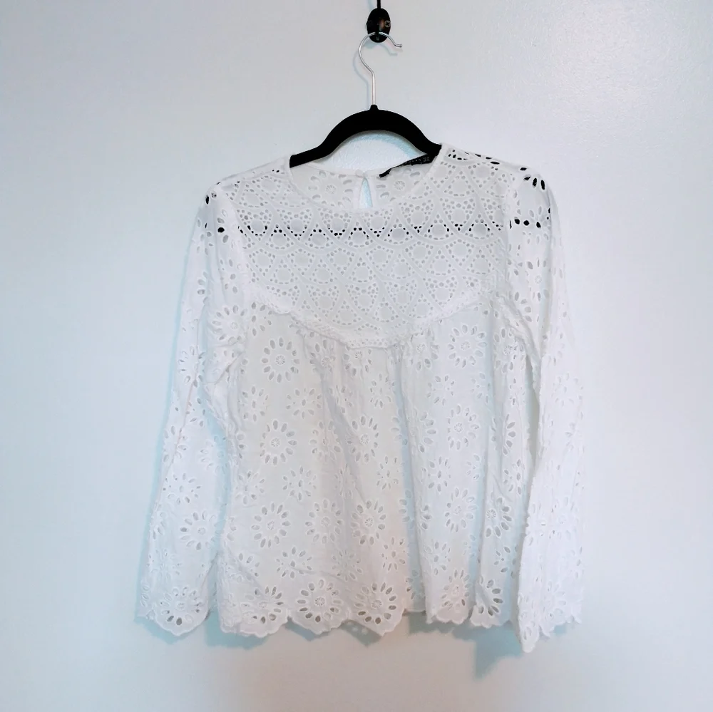Zara Eyelet Embroidered Shirt